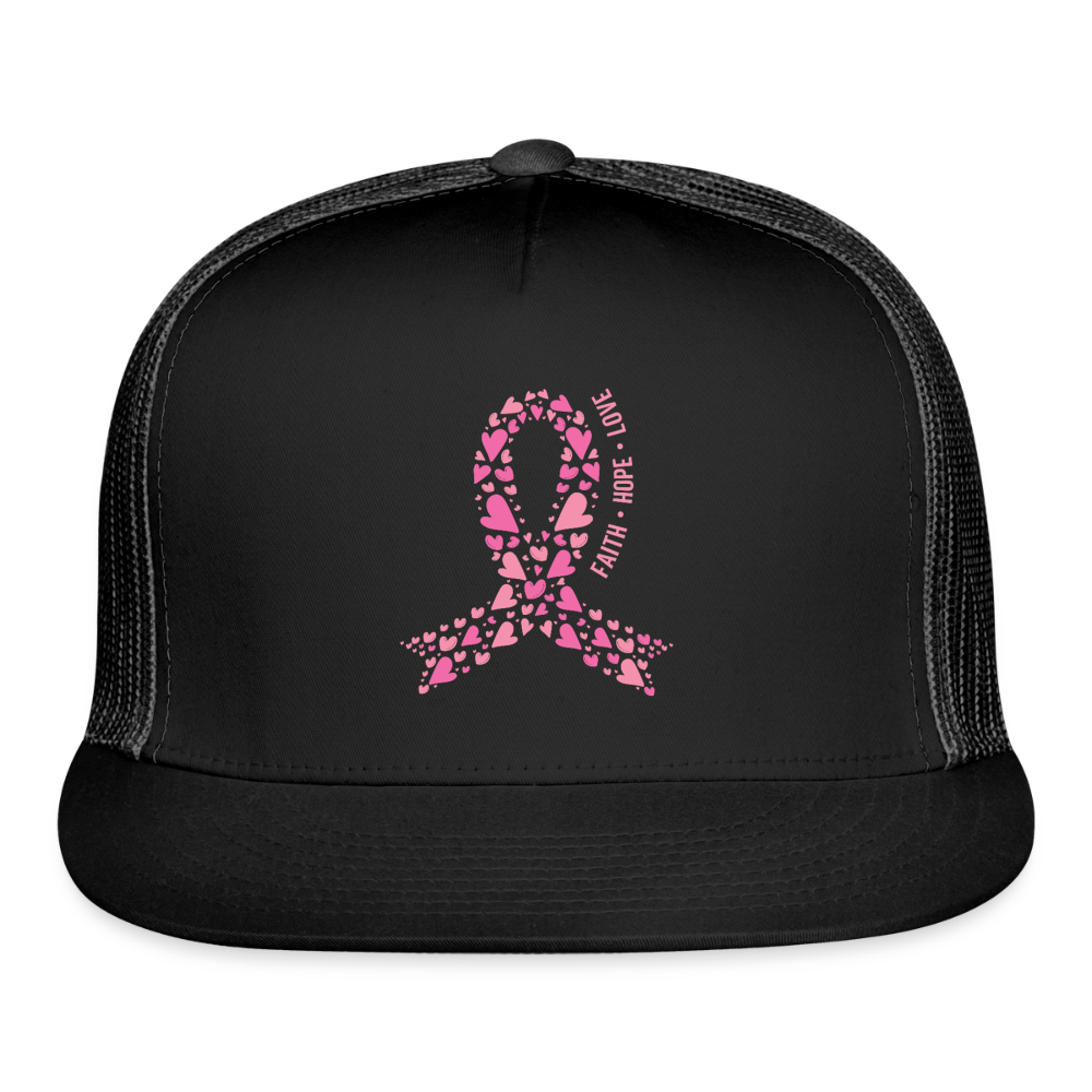 Faith Hope Love Trucker Hat - black/black