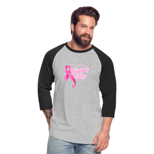 Baseball T-Shirt - BFB Pink Ribbon - heather gray/black