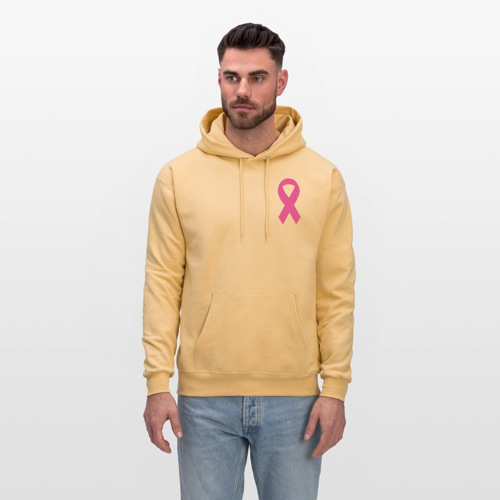 Men's Hoodie - I Believe In Her (RETRO) PINK RIBBON - light gold 