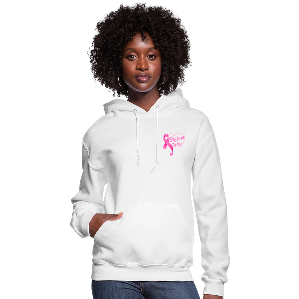 Women's Hoodie - BIGFOOT BETTY HEART - JEEP - PINK RIBBON - white