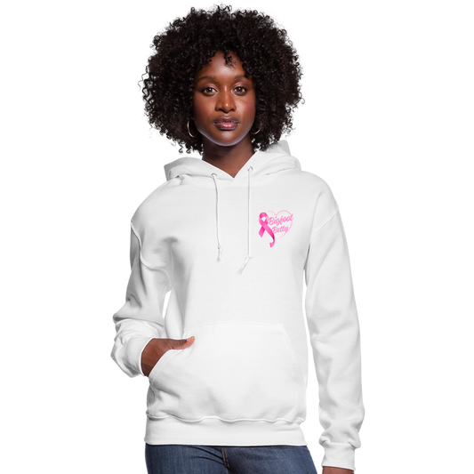 Women's Hoodie - BIGFOOT BETTY HEART - JEEP - PINK RIBBON - white