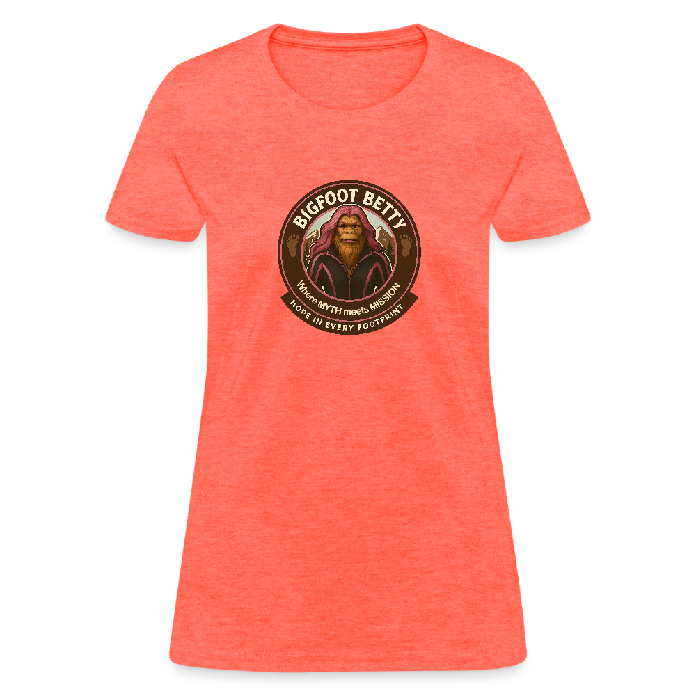 Women's T-Shirt - Hope in Every Footprint (RETRO) - heather coral