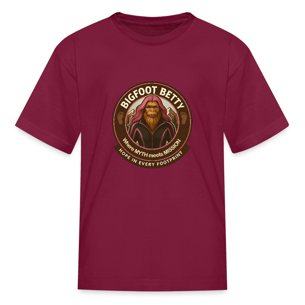 Kids' T-Shirt - Hope in Every Footprint (RETRO) - burgundy