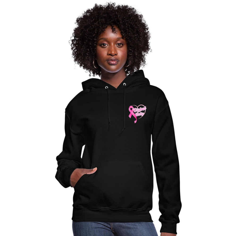 Women's Hoodie - BIGFOOT BETTY HEART - JEEP - PINK RIBBON - black