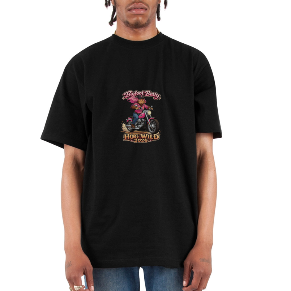 Unisex Oversized Heavyweight T-Shirt - BFB Hog Wild - MOTORCYCLE - black