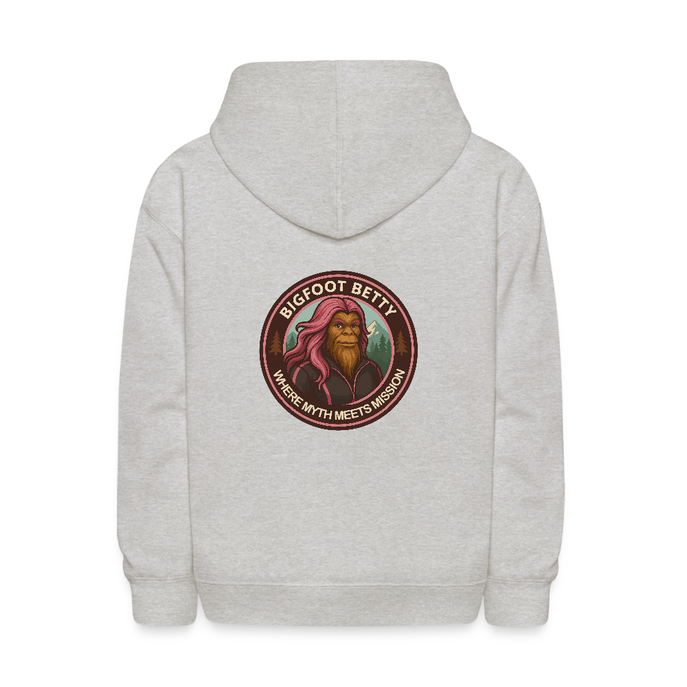 Kids' Hoodie - Where Myth Meets Mission (F/B) (RETRO) - heather gray