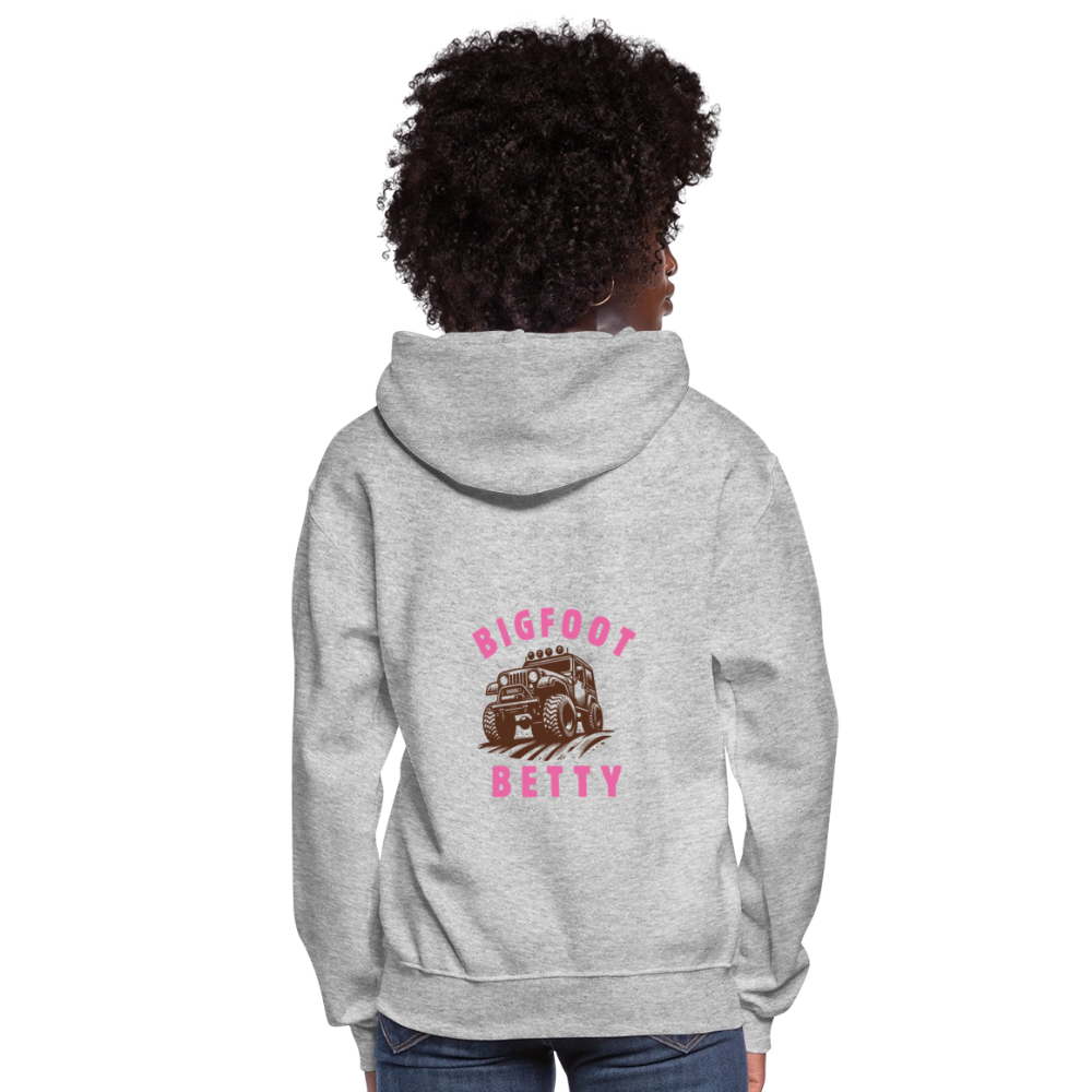 Women's Hoodie - BIGFOOT BETTY - JEEP - PINK RIBBON - heather gray