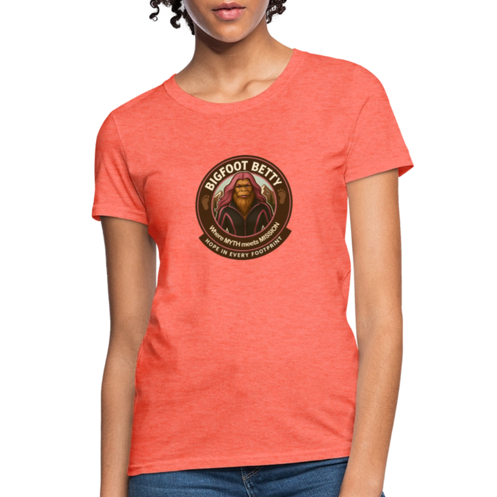 Women's T-Shirt - Hope in Every Footprint (RETRO) - heather coral