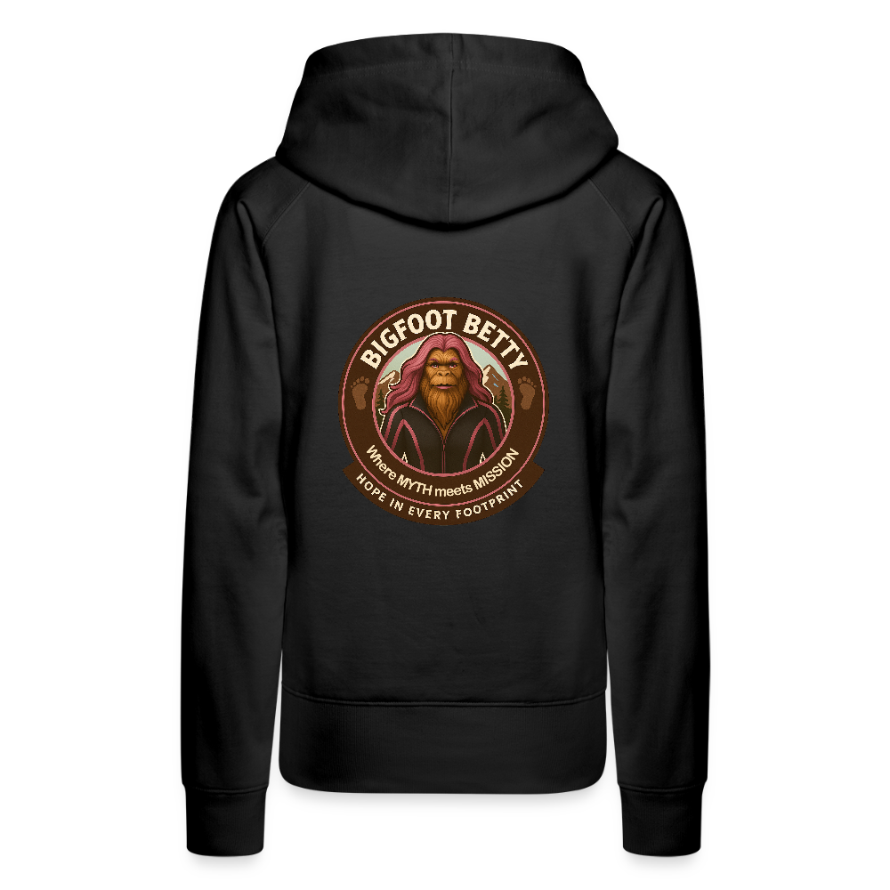 Women’s Premium Hoodie - Hope in Every Footprint (F/B) (RETRO) PINK RIBBON - black