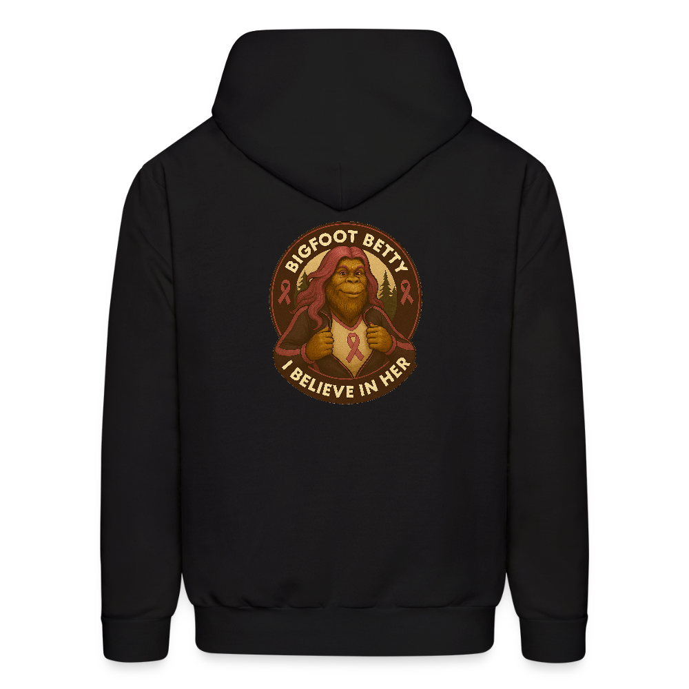 Men's Hoodie - I Believe In Her (RETRO) PINK RIBBON - black