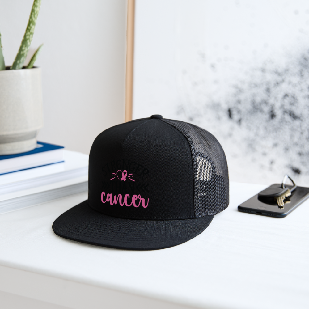 Stronger Than Cancer Trucker Hat - black/black