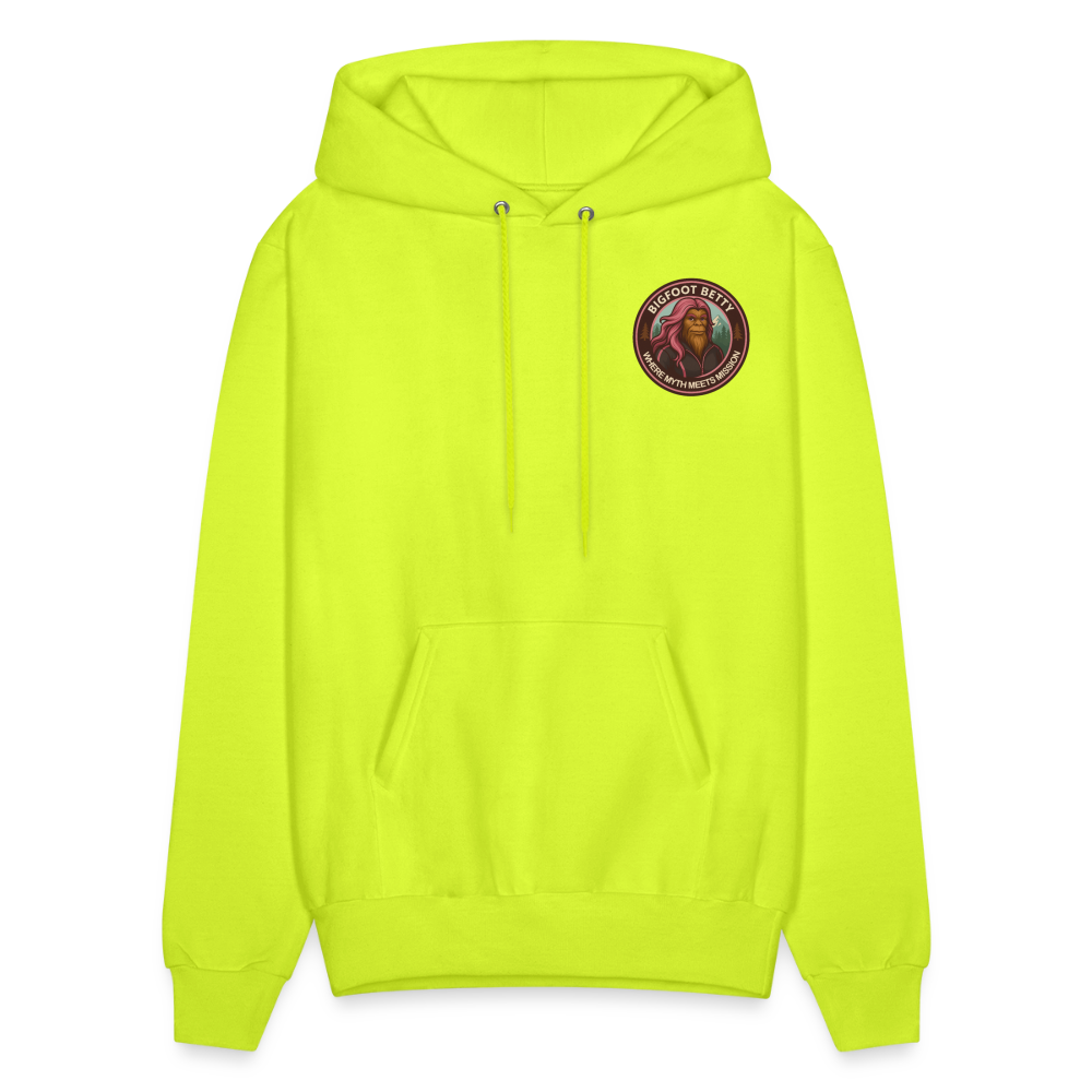 Men's Hoodie - Where Myth Meets Mission (F/B) (RETRO) - safety green