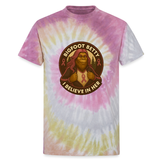Unisex Tie Dye T-Shirt - I Believe In Her (RETRO) - Desert Rose
