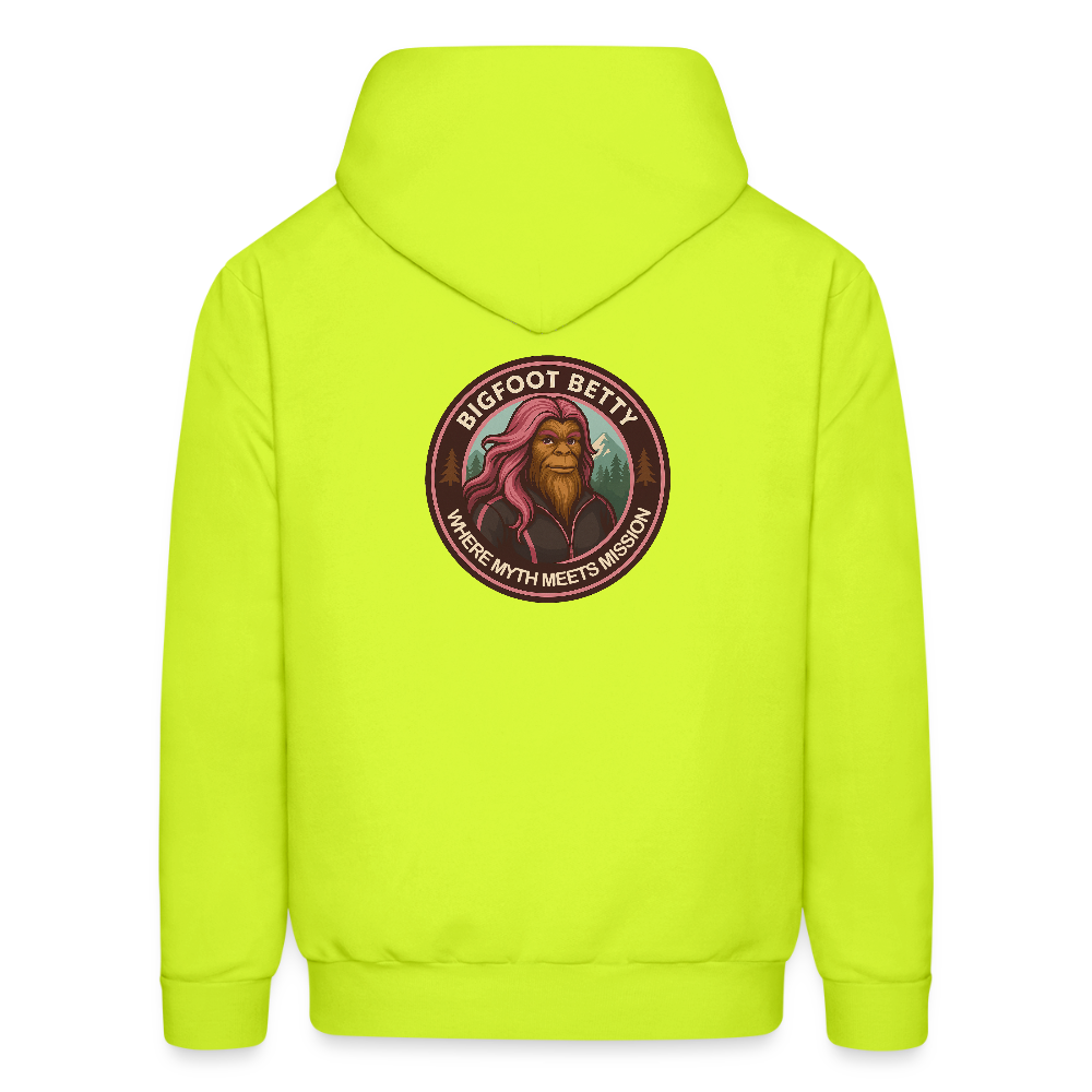 Men's Hoodie - Where Myth Meets Mission (RETRO) - safety green