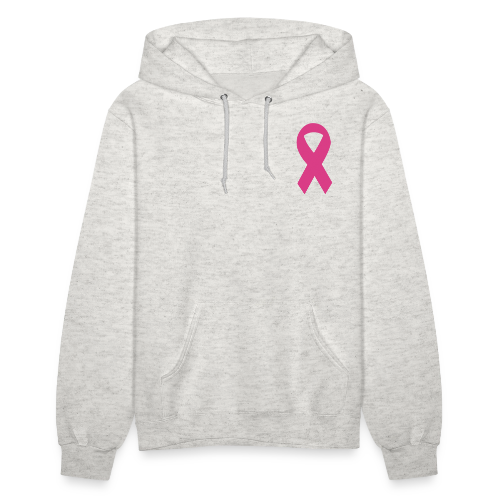Women's Hoodie - Hope in Every Footprint (F/B) (RETRO) PINK RIBBON - heather oatmeal