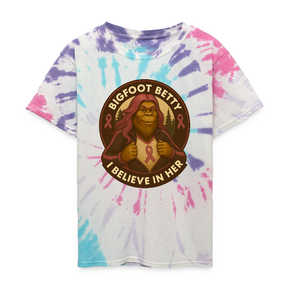 Kid's Tie Dye T-Shirt - I Believe In Her (RETRO) - Pastel Spiral