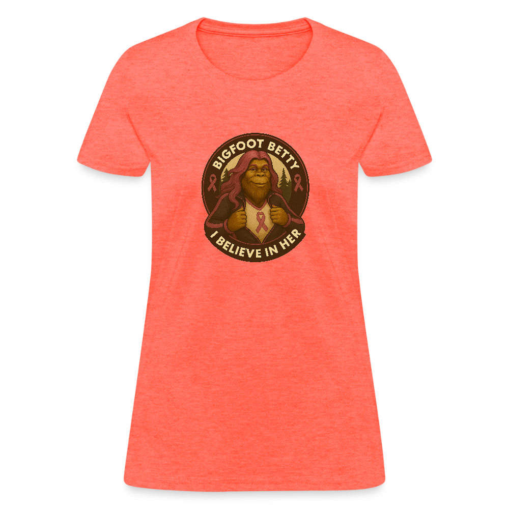 Women's T-Shirt - I Believe In Her (RETRO) - heather coral