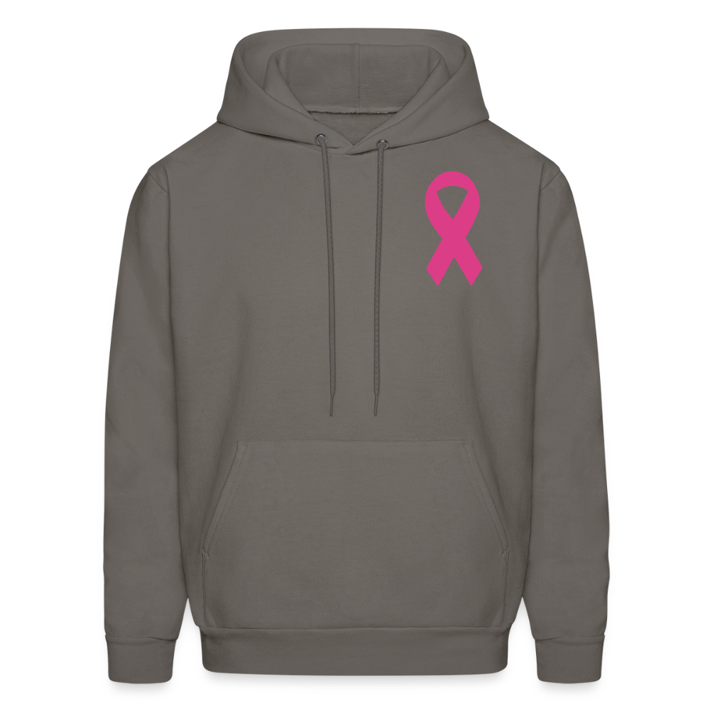 Men's Hoodie - I Believe In Her (RETRO) PINK RIBBON - asphalt gray