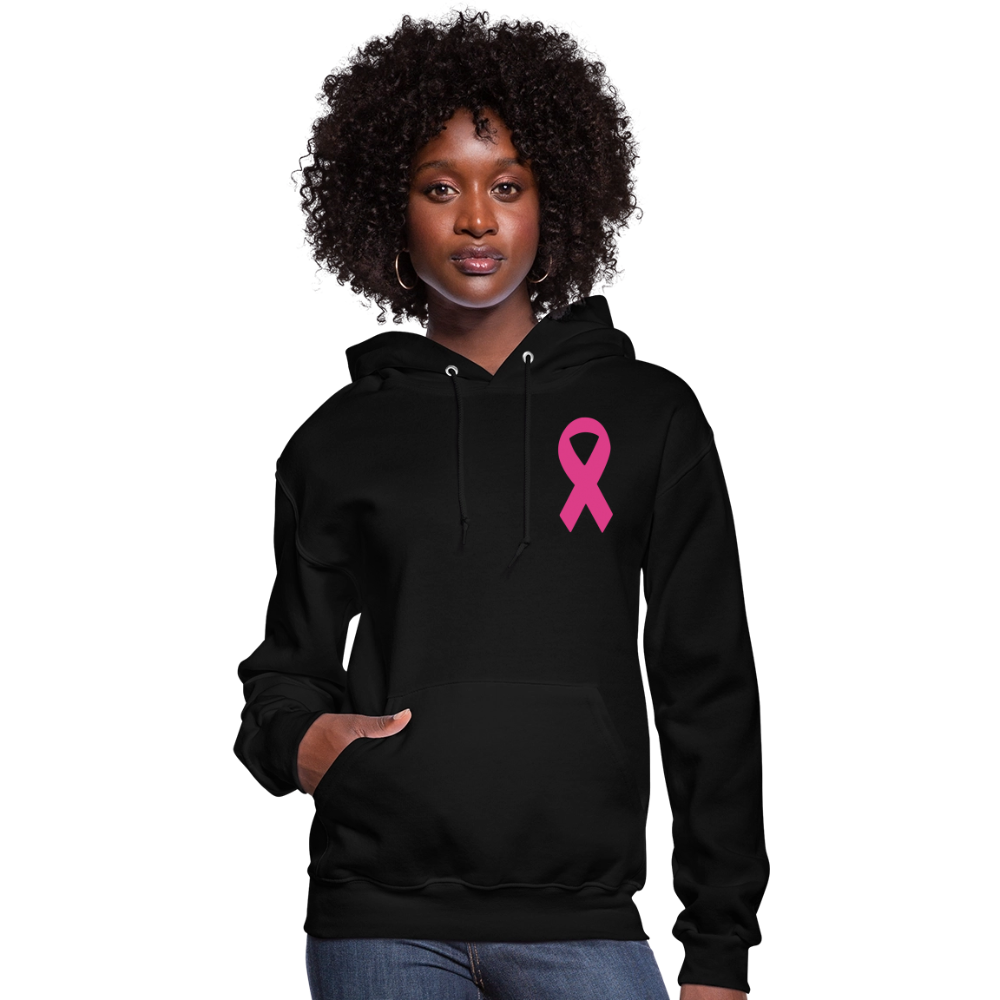 Women's Hoodie - I Believe In Her (F/B) (RETRO) PINK RIBBON - black