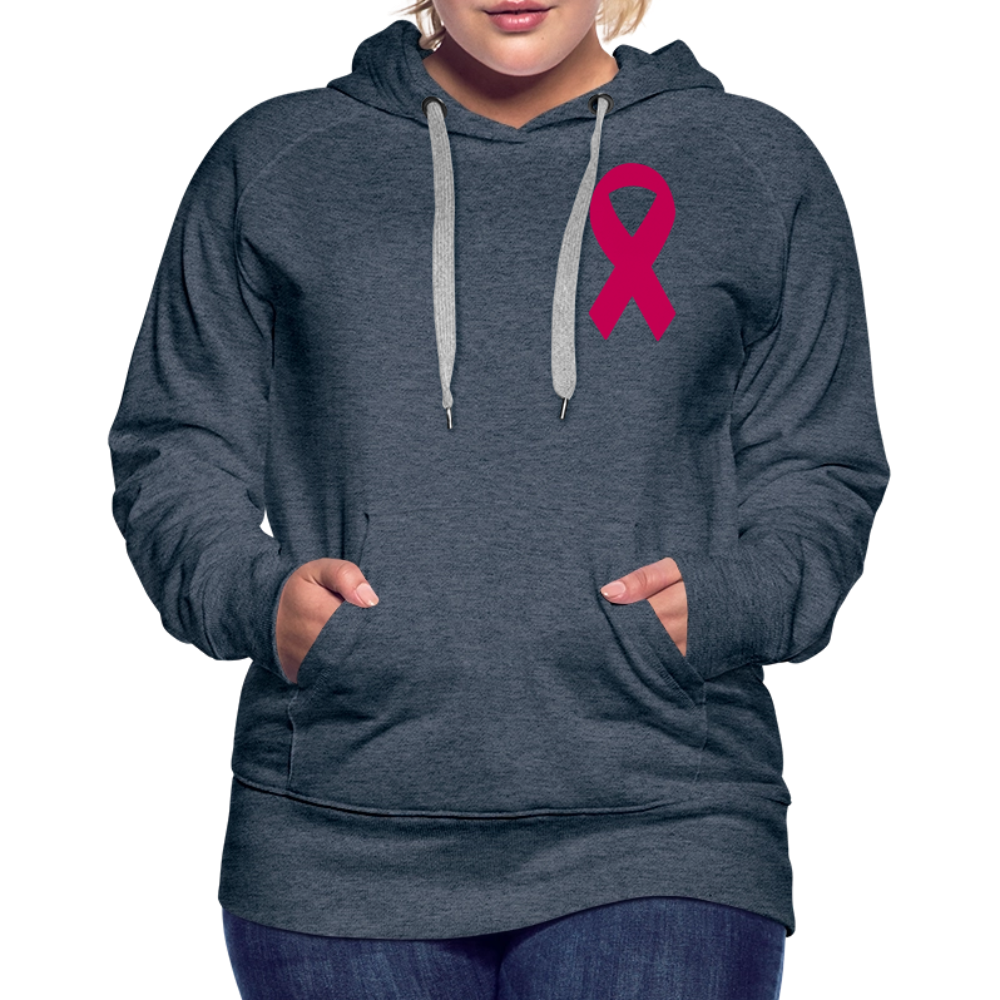 Women’s Premium Hoodie - I Believe In Her (F/B) (RETRO) PINK RIBBON - heather denim