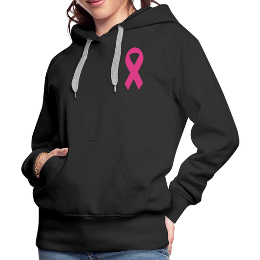 Women’s Premium Hoodie - I Believe In Her (F/B) (RETRO) PINK RIBBON - black