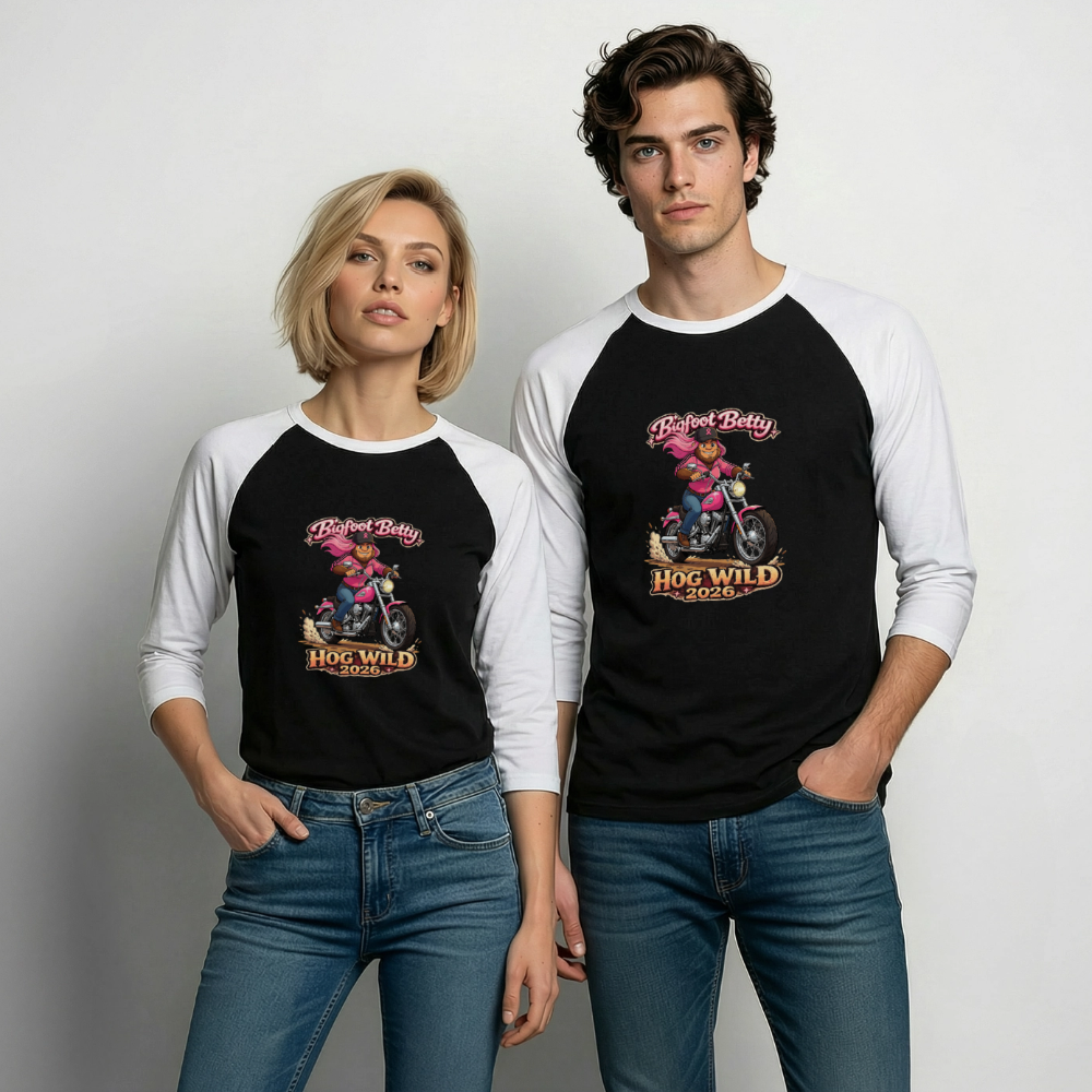 Baseball T-Shirt - BFB Hog Wild - MOTORCYCLE - black/white