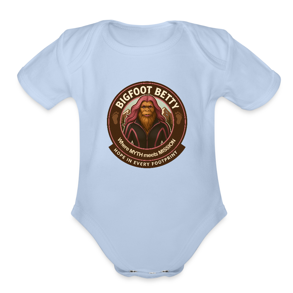 Organic Short Sleeve Baby Bodysuit - Hope in Every Footprint (RETRO) - sky