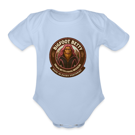Organic Short Sleeve Baby Bodysuit - Hope in Every Footprint (RETRO) - sky