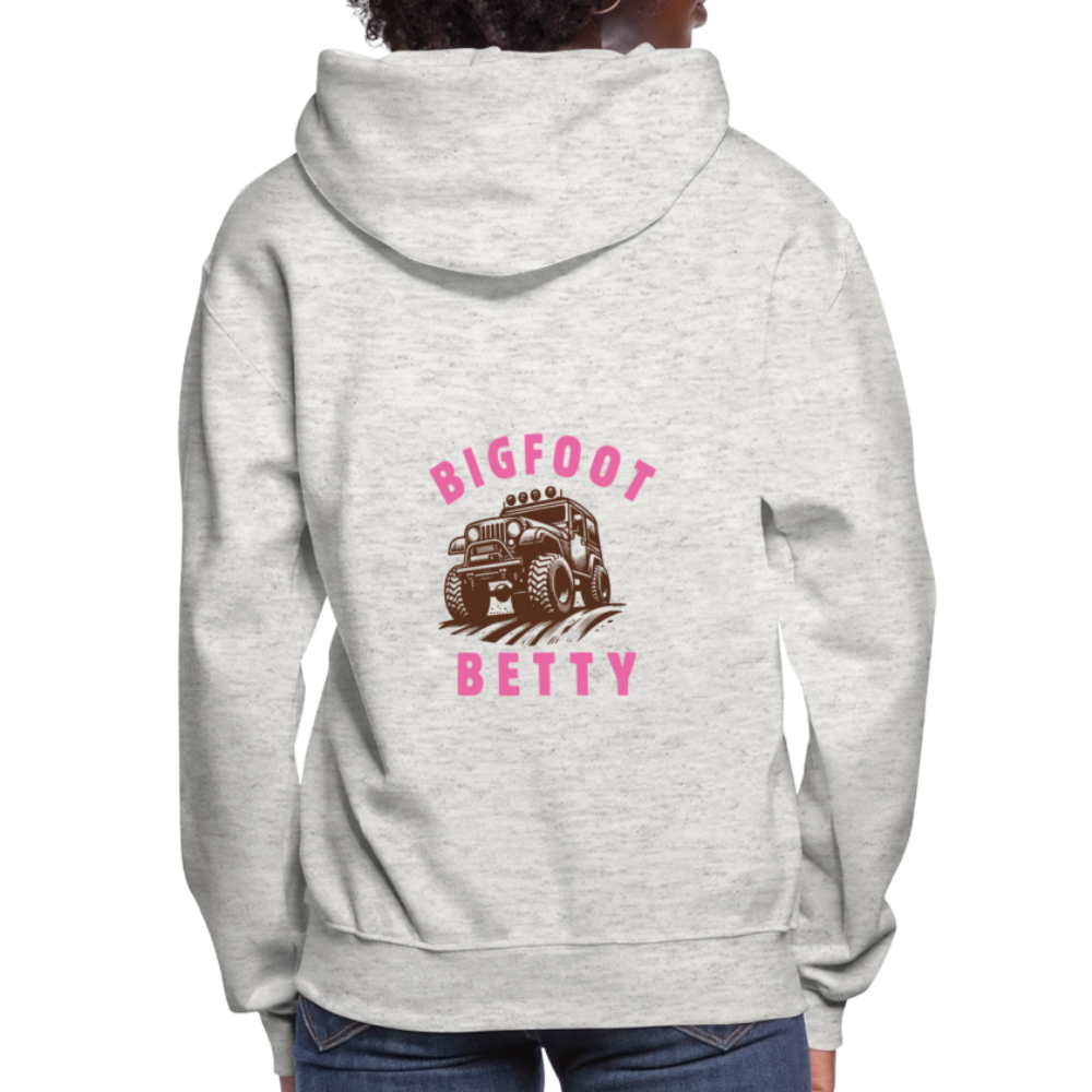 Women's Hoodie - BIGFOOT BETTY - JEEP - PINK RIBBON - heather oatmeal