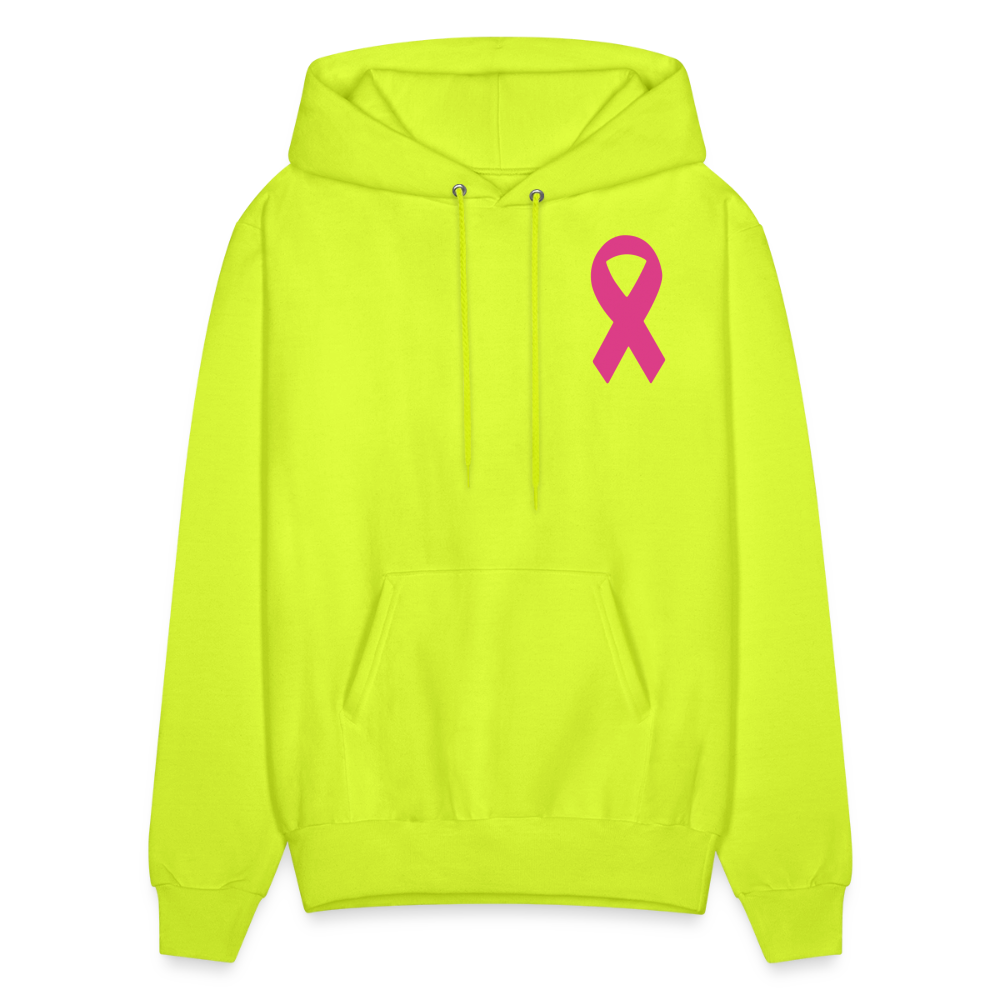 Men's Hoodie - Hope in Every Footprint (F/B) (RETRO) PINK RIBBON - safety green