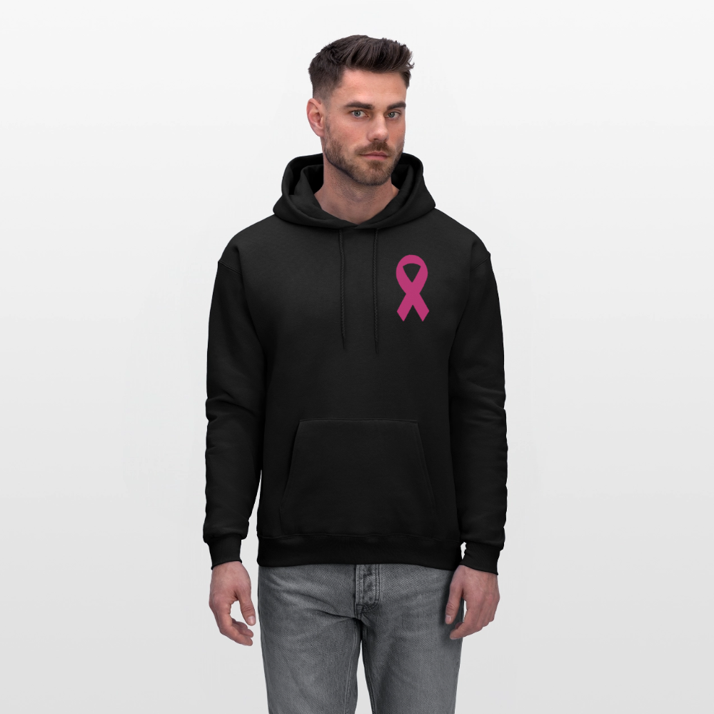 Men's Hoodie - Hope in Every Footprint (F/B) (RETRO) PINK RIBBON - black