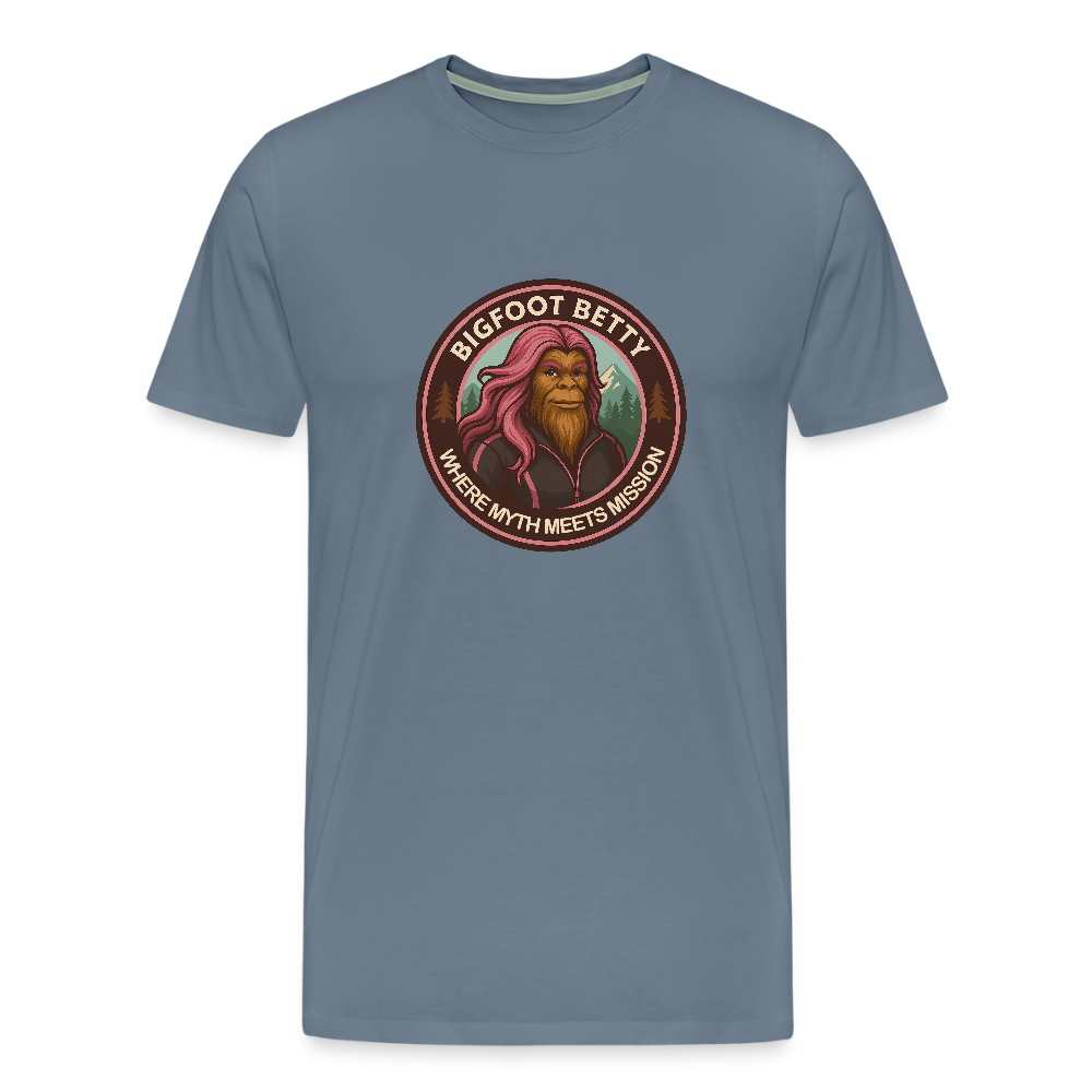 Men's Premium T-Shirt - Where Myth Meets Mission (RETRO) - steel blue