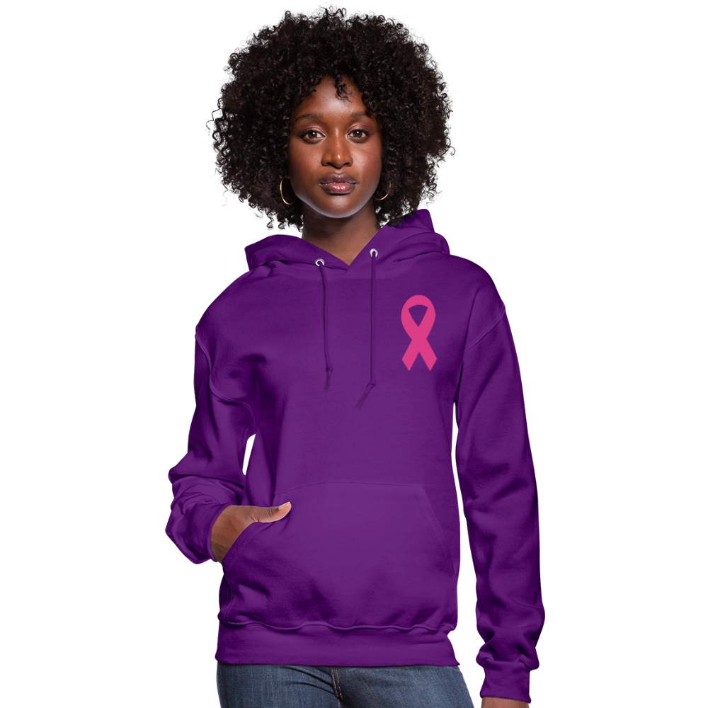 Women's Hoodie - Hope in Every Footprint (F/B) (RETRO) PINK RIBBON - purple