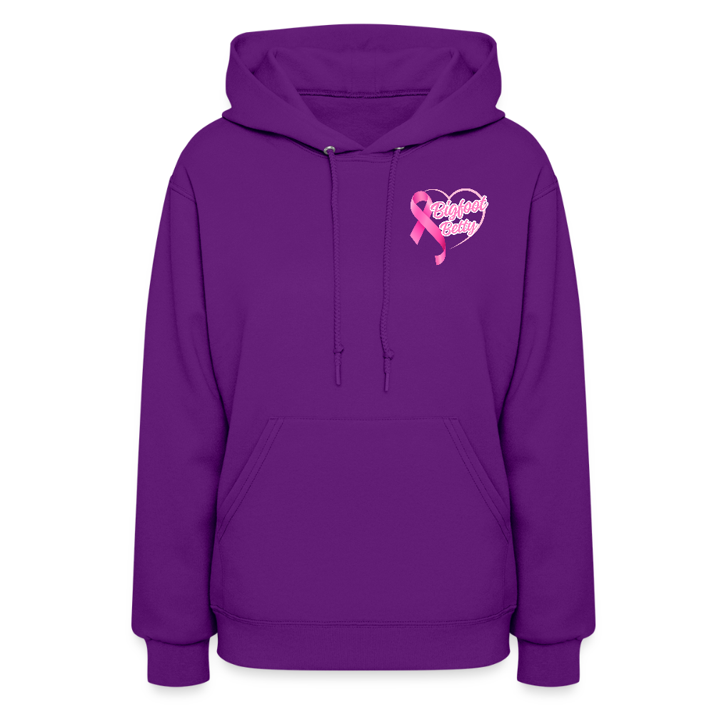 Women's Hoodie - BIGFOOT BETTY HEART - JEEP - PINK RIBBON - purple