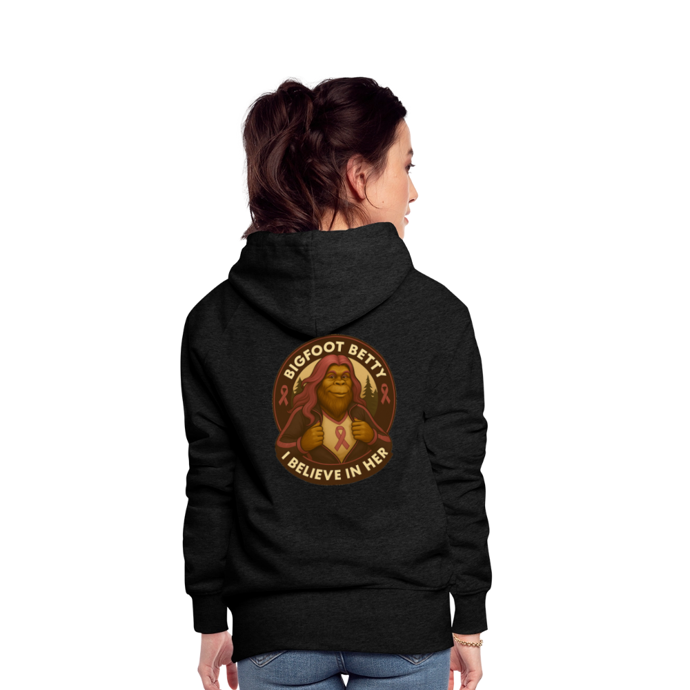 Women’s Premium Hoodie - I Believe In Her (F/B) (RETRO) PINK RIBBON - charcoal grey
