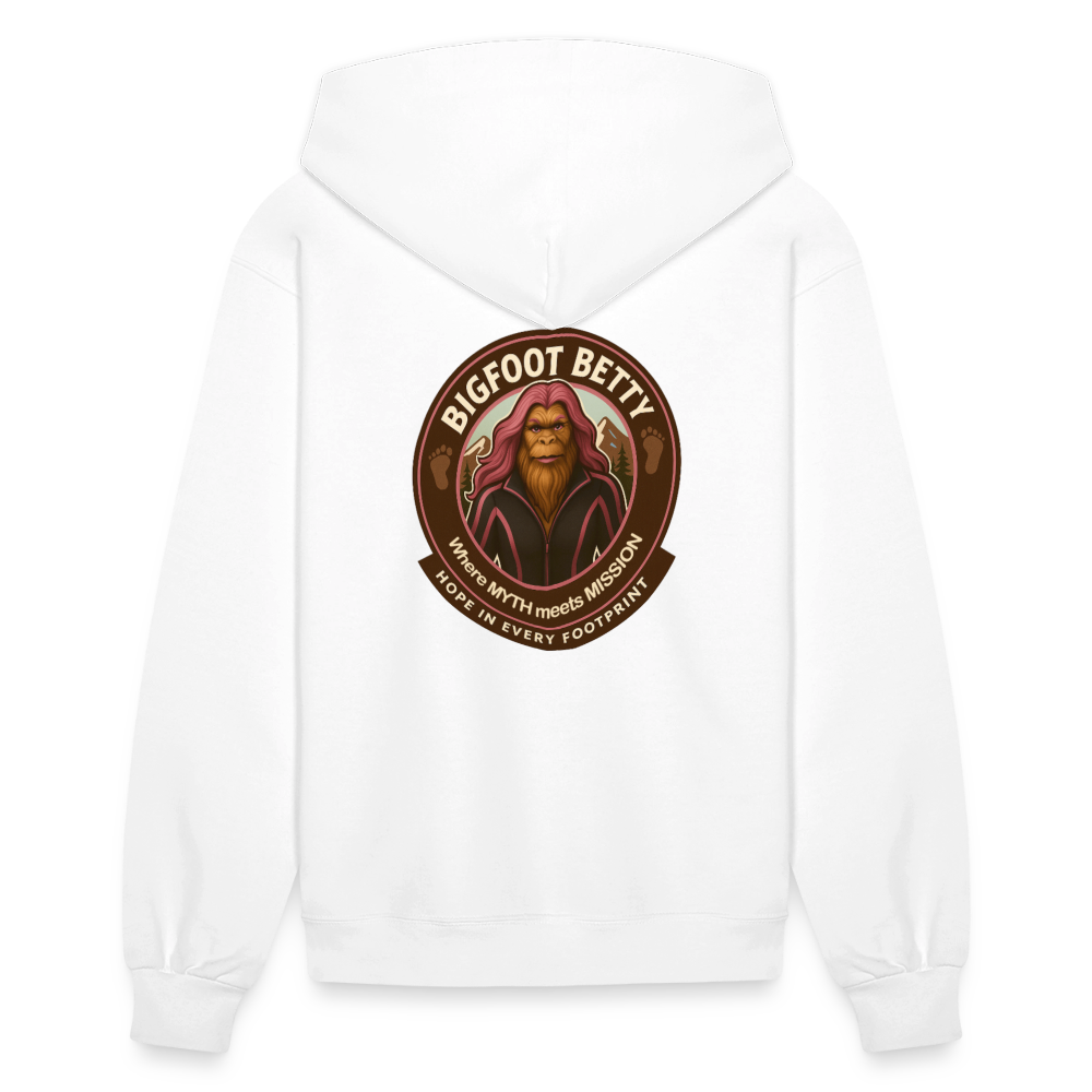 Women's Hoodie - Hope in Every Footprint (F/B) (RETRO) PINK RIBBON - white