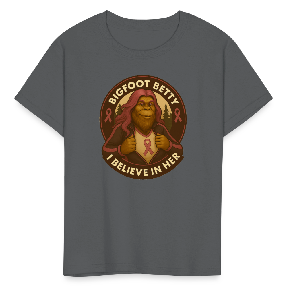 Kids' T-Shirt -I Believe In Her (RETRO) - charcoal