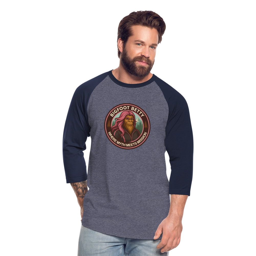 Baseball T-Shirt - Where Myth Meets Mission (RETRO) - heather blue/navy