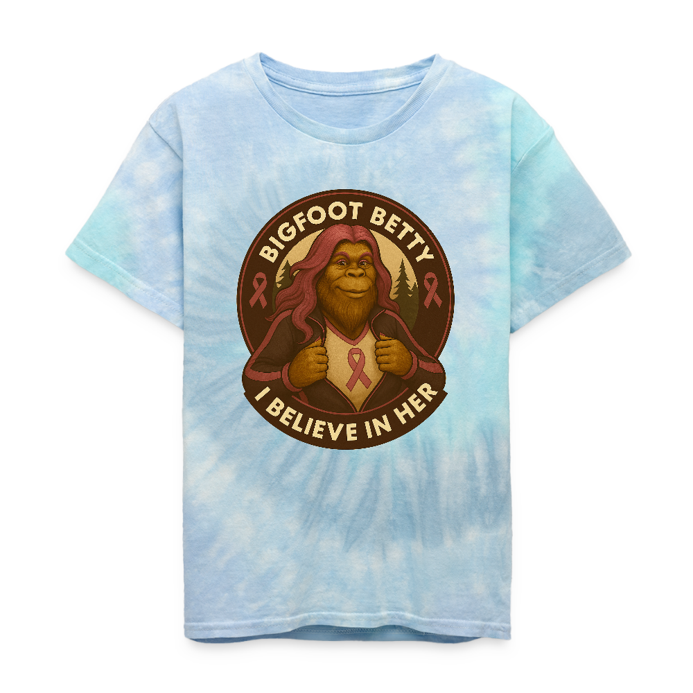 Kid's Tie Dye T-Shirt - I Believe In Her (RETRO) - blue lagoon