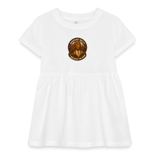 Infant Baby Rib Dress - I Believe In Her (RETRO) - white
