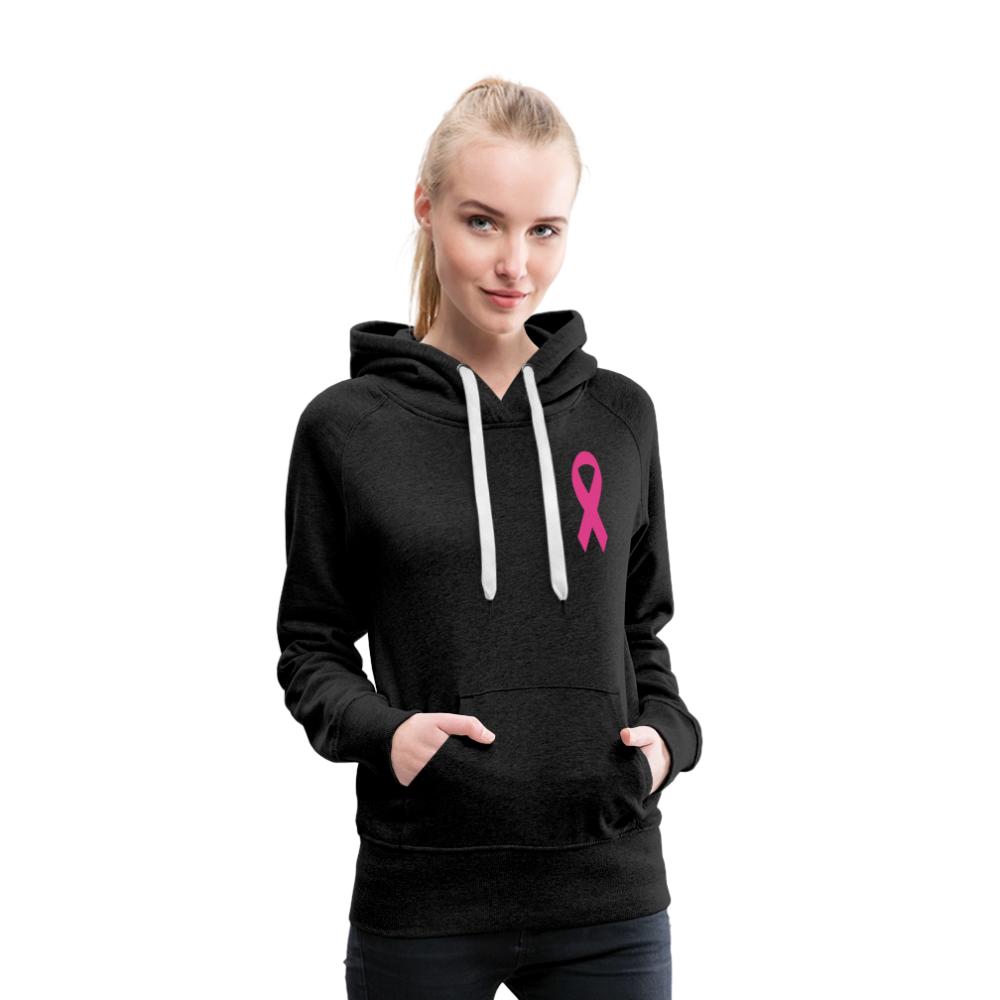 Women’s Premium Hoodie - Hope in Every Footprint (F/B) (RETRO) PINK RIBBON - charcoal grey