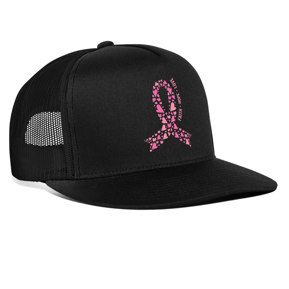 Faith Hope Love Trucker Hat - black/black