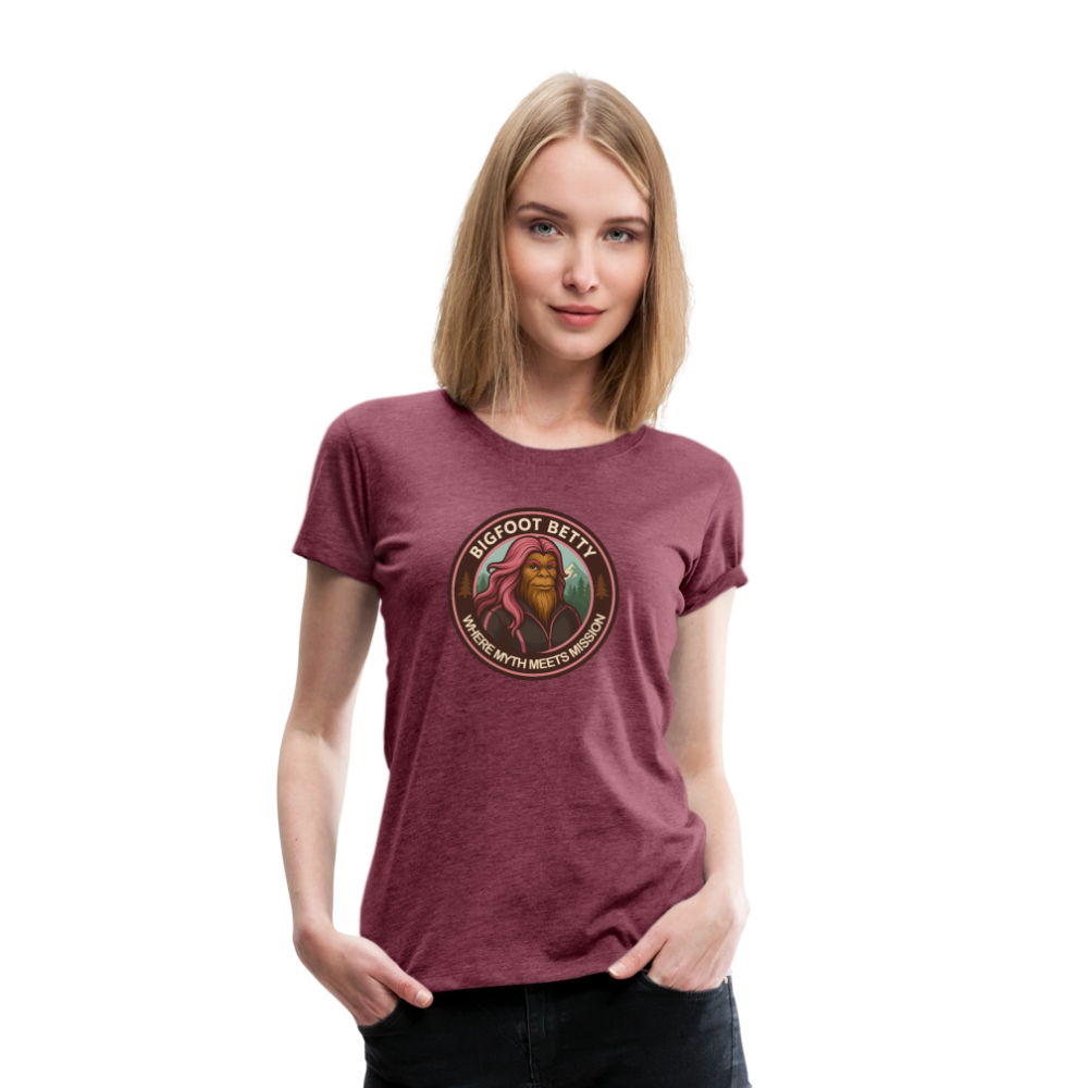 Women’s Premium T-Shirt - Where Myth Meets Mission (RETRO) - heather burgundy