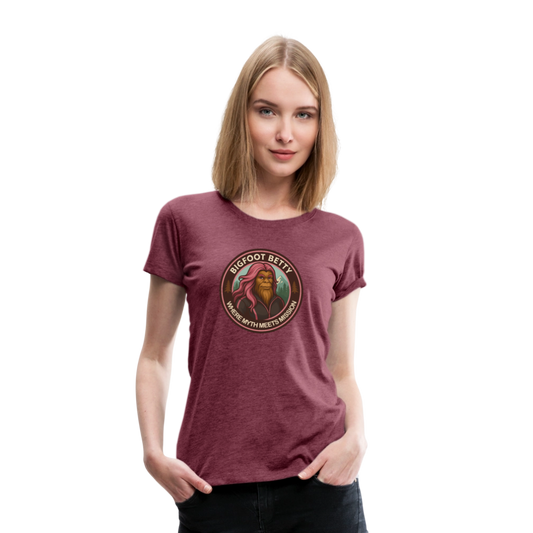 Women’s Premium T-Shirt - Where Myth Meets Mission (RETRO) - heather burgundy