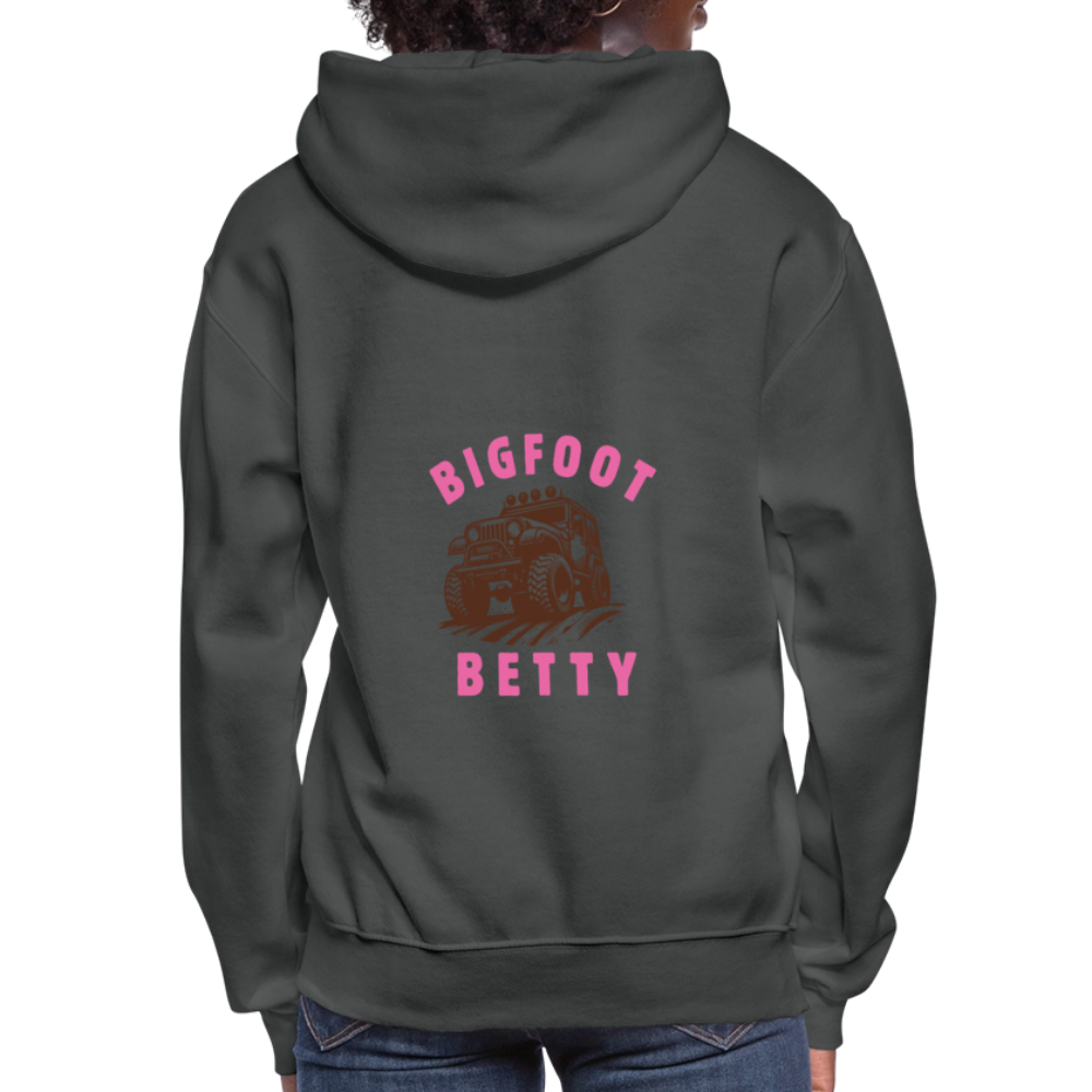 Women's Hoodie - BIGFOOT BETTY - JEEP - PINK RIBBON - asphalt