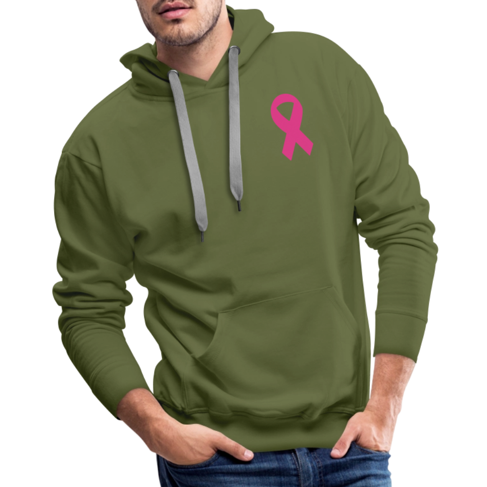 Men’s Premium Hoodie - I Believe In Her (F/B) (RETRO) PINK RIBBON - olive green