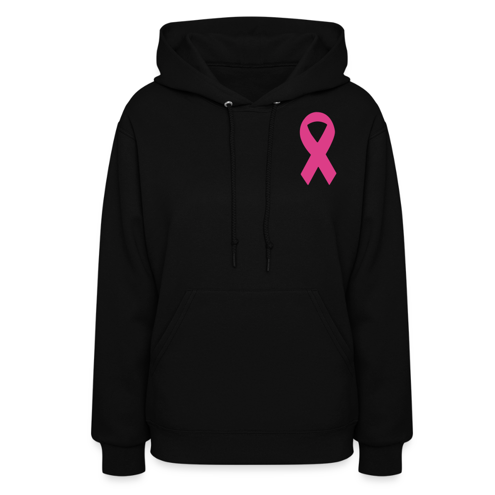Women's Hoodie - Hope in Every Footprint (F/B) (RETRO) PINK RIBBON - black
