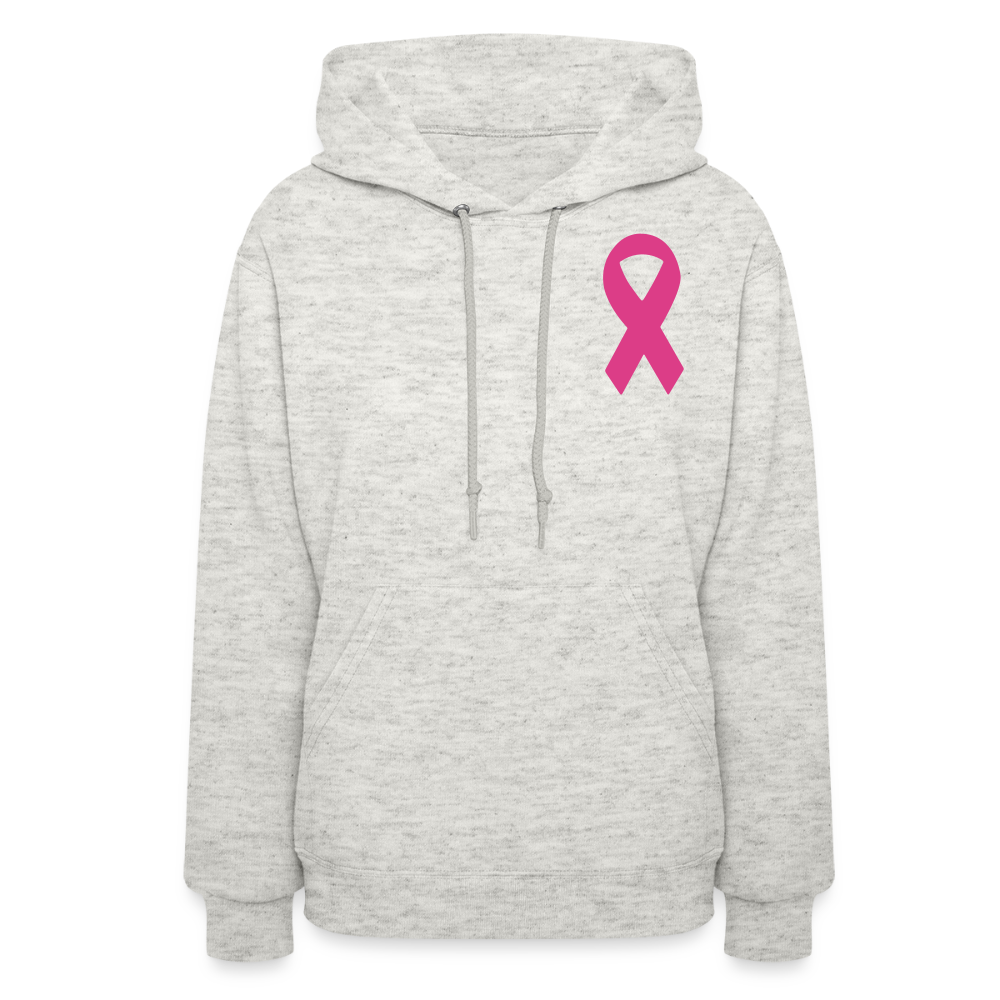 Women's Hoodie - Where Myth Meets Mission (F/B) (RETRO) PINK RIBBON - heather oatmeal