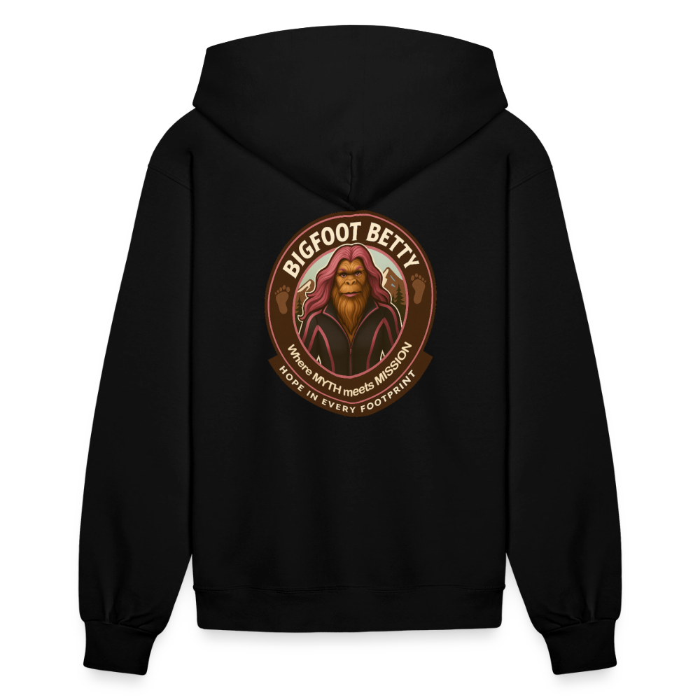 Women's Hoodie - Hope in Every Footprint (F/B) (RETRO) PINK RIBBON - black