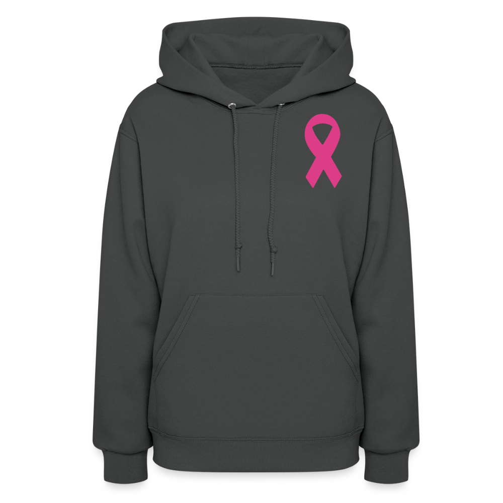 Women's Hoodie - Hope in Every Footprint (F/B) (RETRO) PINK RIBBON - asphalt
